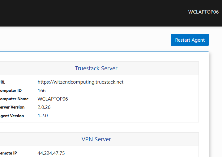 Restart the TrueStack Agent Locally